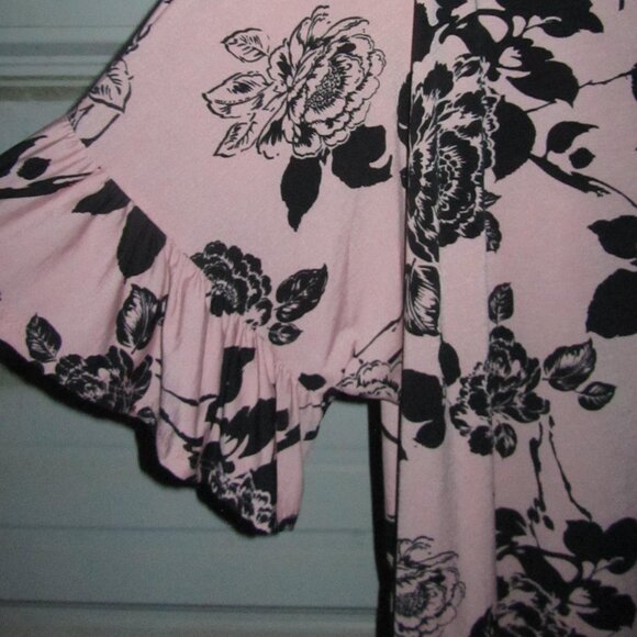 Plus Size 3x/4x Glitzy Girlz Pink Floral Blouse top shirt womens pretty summer - Picture 3 of 6